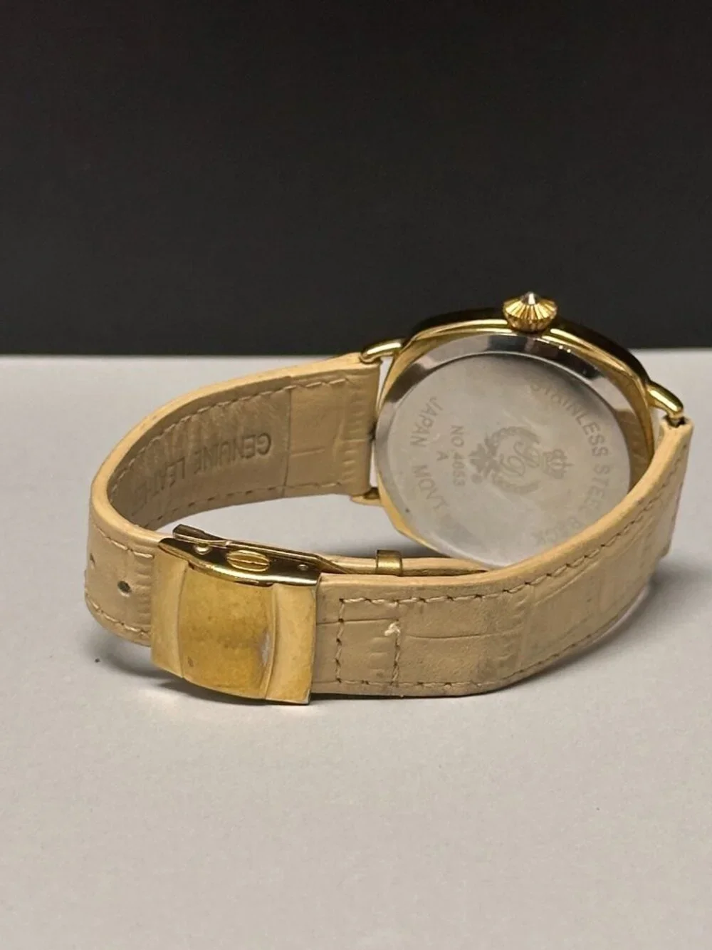 Premier Designs Watch Women Gold Tone Beige Leather Band New Battery 8